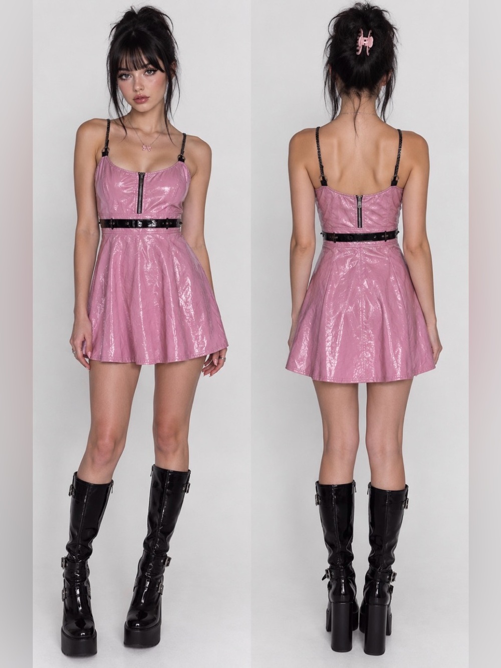 Widow by Dolls Kill Baby Pink Glossy Mini Dress 🎀